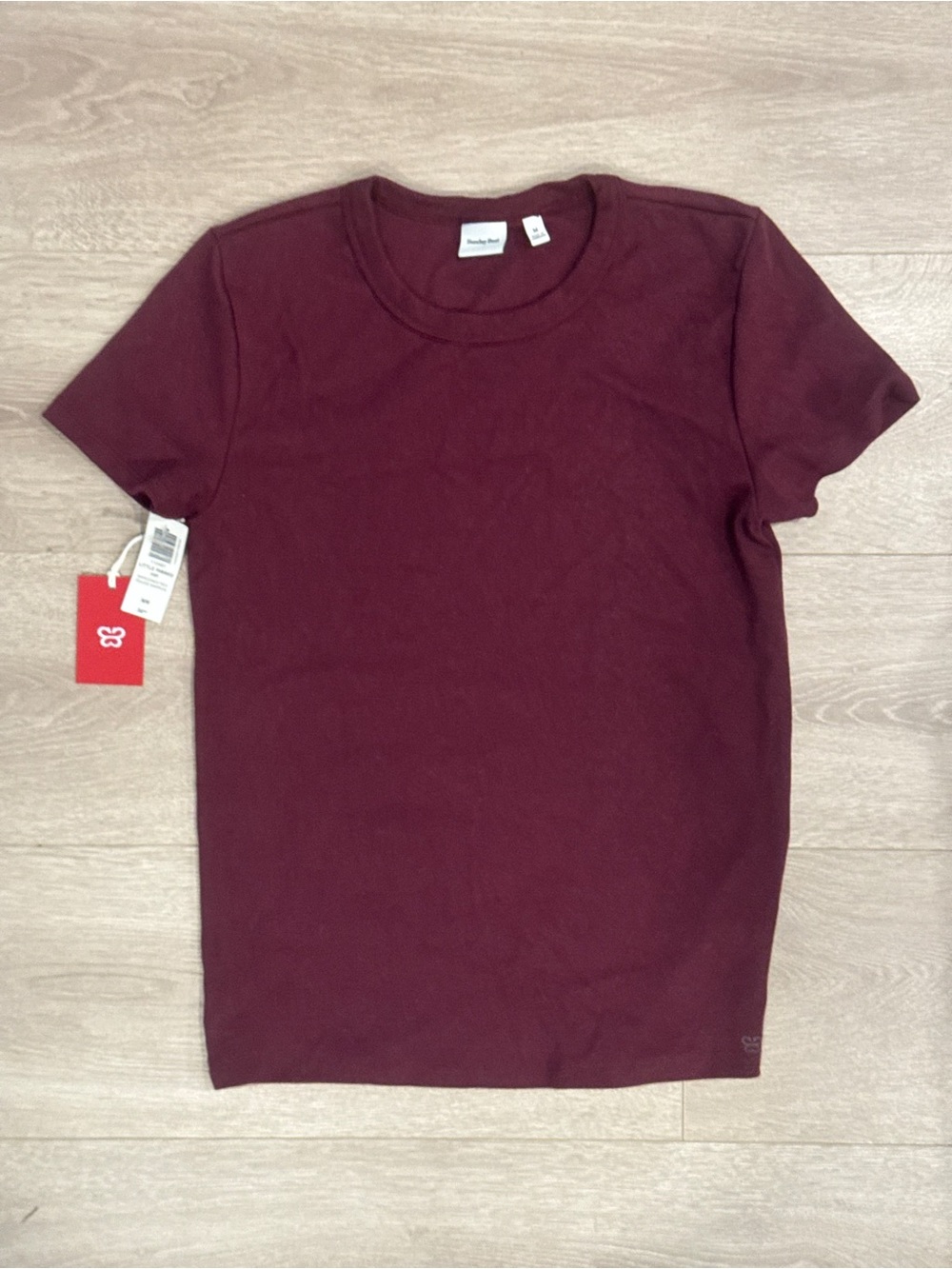 Aritzia Short Sleeve Crewneck Tee - Burgundy